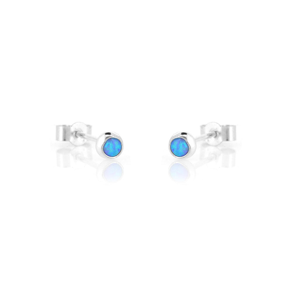 Iria Opalite 3mm Stud Earrings - Sterling Silver Stud Earrings
