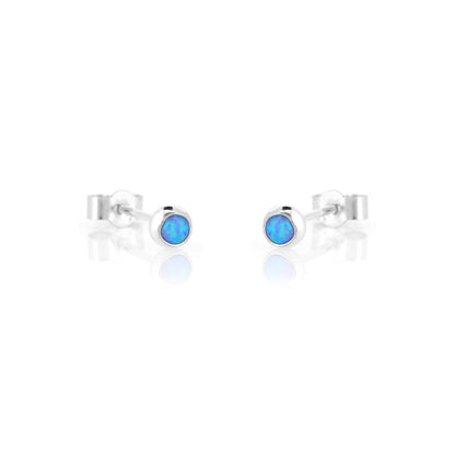Iria Opalite 3mm Stud Earrings - Sterling Silver Stud Earrings