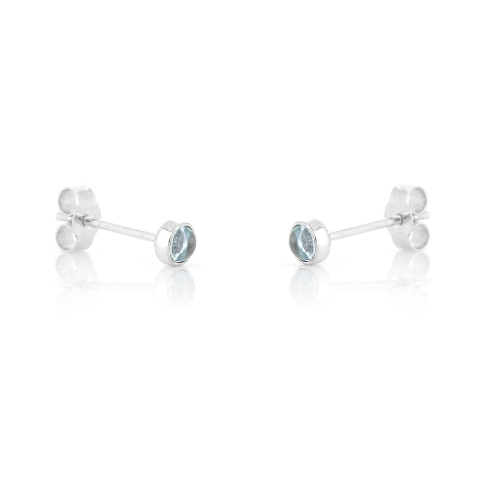 Iria Sky Blue Topaz 3mm Stud Earrings - Sterling Silver Stud Earrings
