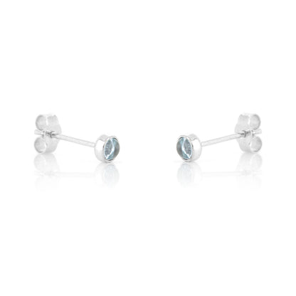 Iria Sky Blue Topaz 3mm Stud Earrings - Sterling Silver Stud Earrings