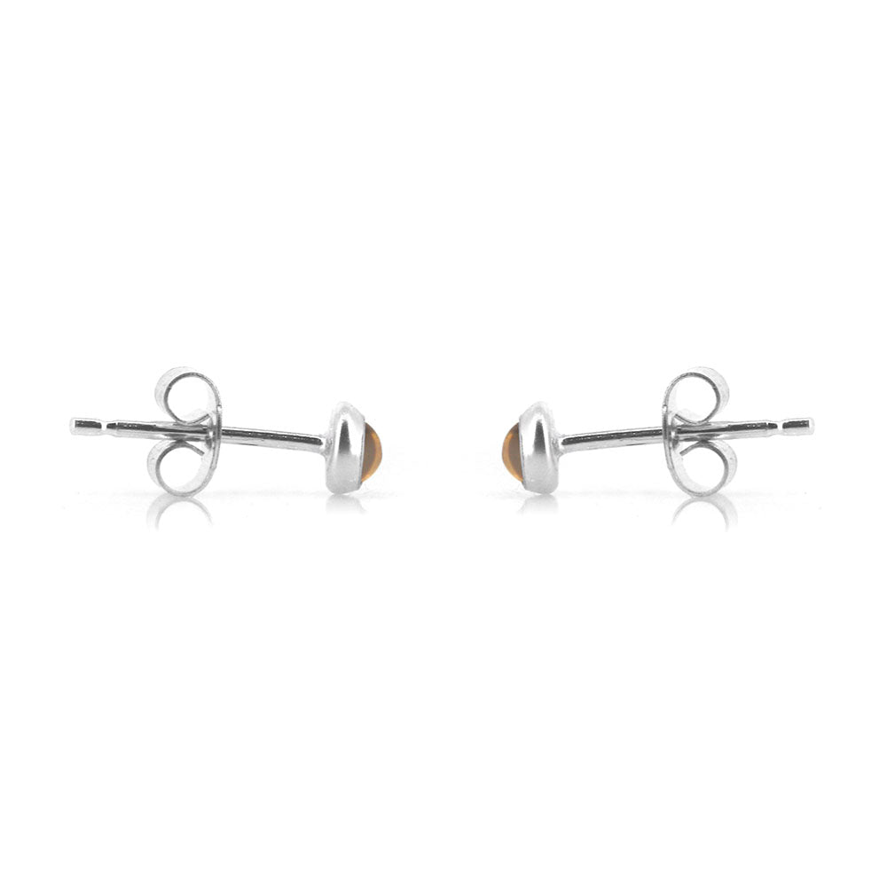 Iria Citrine 3mm Stud Earrings - Sterling Silver Stud Earrings