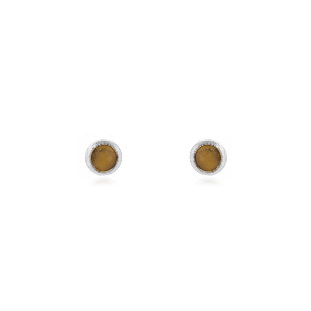 Iria Citrine 3mm Stud Earrings - Sterling Silver Stud Earrings