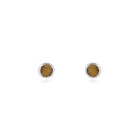 Iria Citrine 3mm Stud Earrings - Sterling Silver Stud Earrings