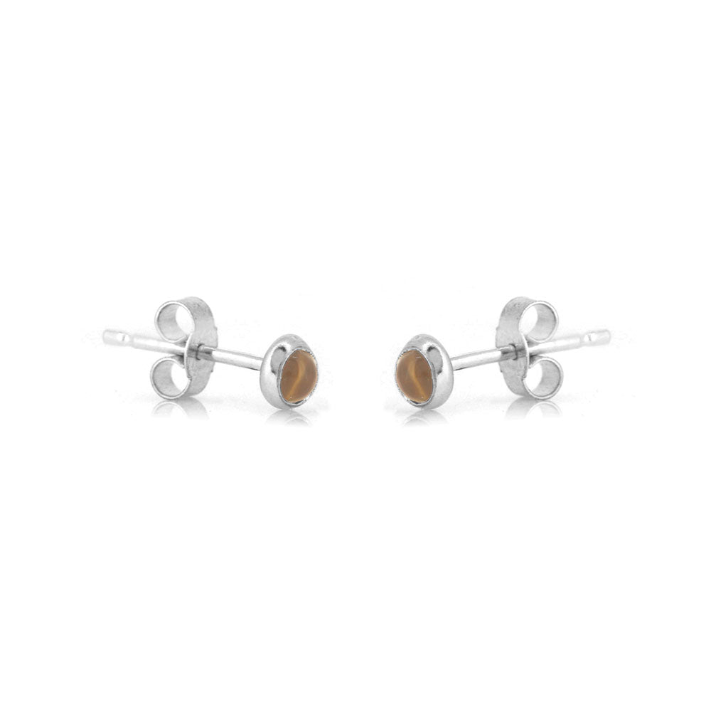 Iria Citrine 3mm Stud Earrings - Sterling Silver Stud Earrings