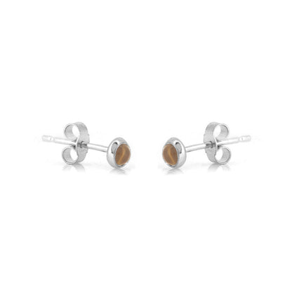 Iria Citrine 3mm Stud Earrings - Sterling Silver Stud Earrings