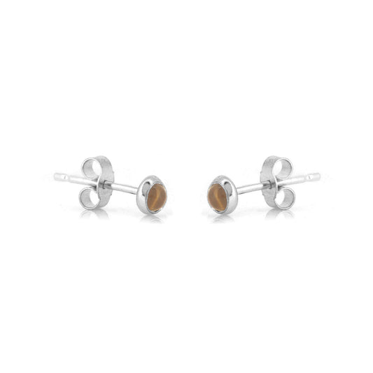 Iria Citrine 3mm Stud Earrings - Sterling Silver Stud Earrings