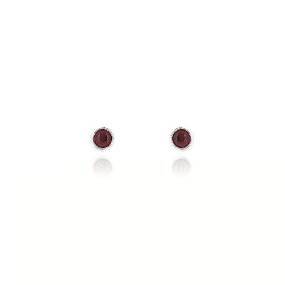 Iria Garnet 3mm Stud Earrings - Sterling Silver Stud Earrings