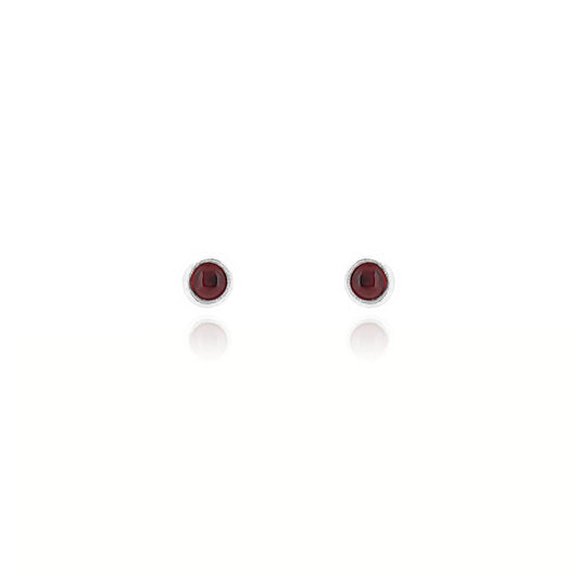 Iria Garnet 3mm Stud Earrings - Sterling Silver Stud Earrings