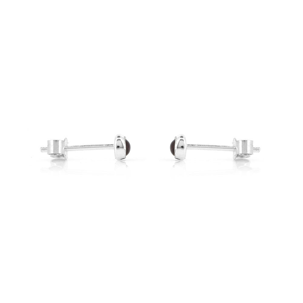 Iria Garnet 3mm Stud Earrings - Sterling Silver Stud Earrings