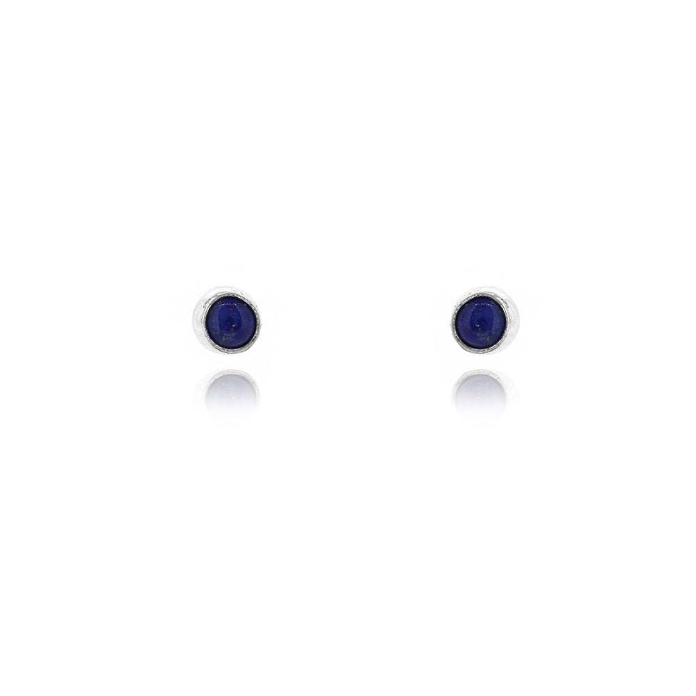 Iria Lapis Lazuli 3mm Stud Earrings - Sterling Silver Stud Earrings