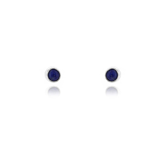 Iria Lapis Lazuli 3mm Stud Earrings - Sterling Silver Stud Earrings