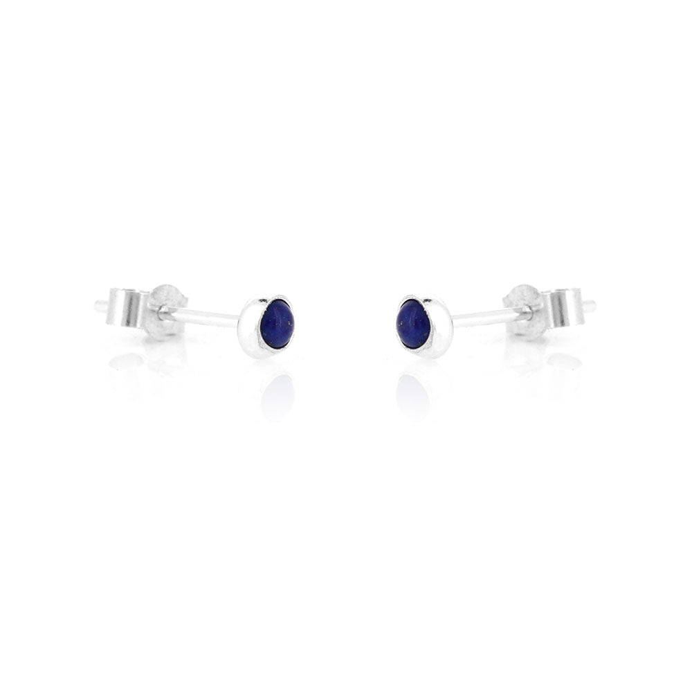 Iria Lapis Lazuli 3mm Stud Earrings - Sterling Silver Stud Earrings