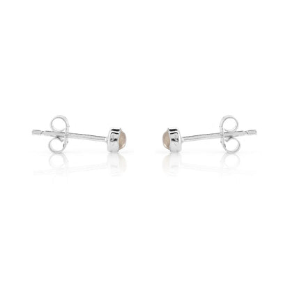 Iria Moonstone 3mm Stud Earrings - Sterling Silver Stud Earrings