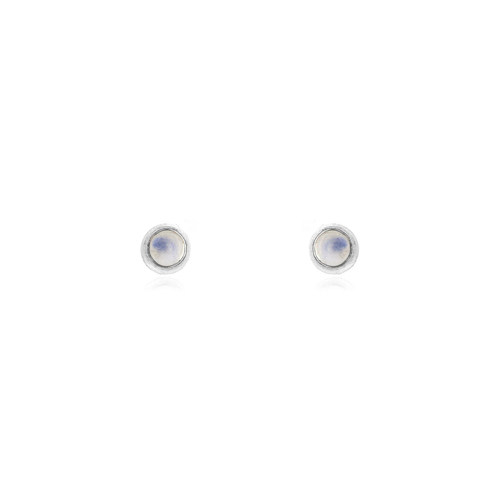 Iria Moonstone 3mm Stud Earrings - Sterling Silver Stud Earrings