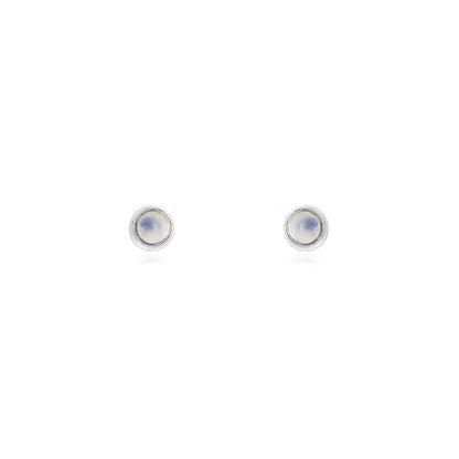 Iria Moonstone 3mm Stud Earrings - Sterling Silver Stud Earrings