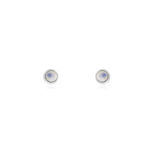 Iria Moonstone 3mm Stud Earrings - Sterling Silver Stud Earrings
