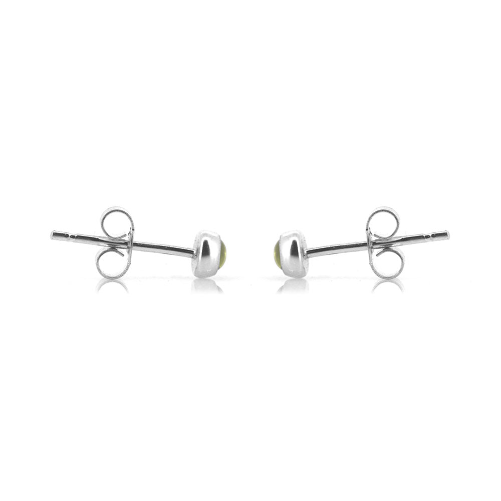 Iria Peridot 3mm Stud Earrings - Sterling Silver Stud Earrings