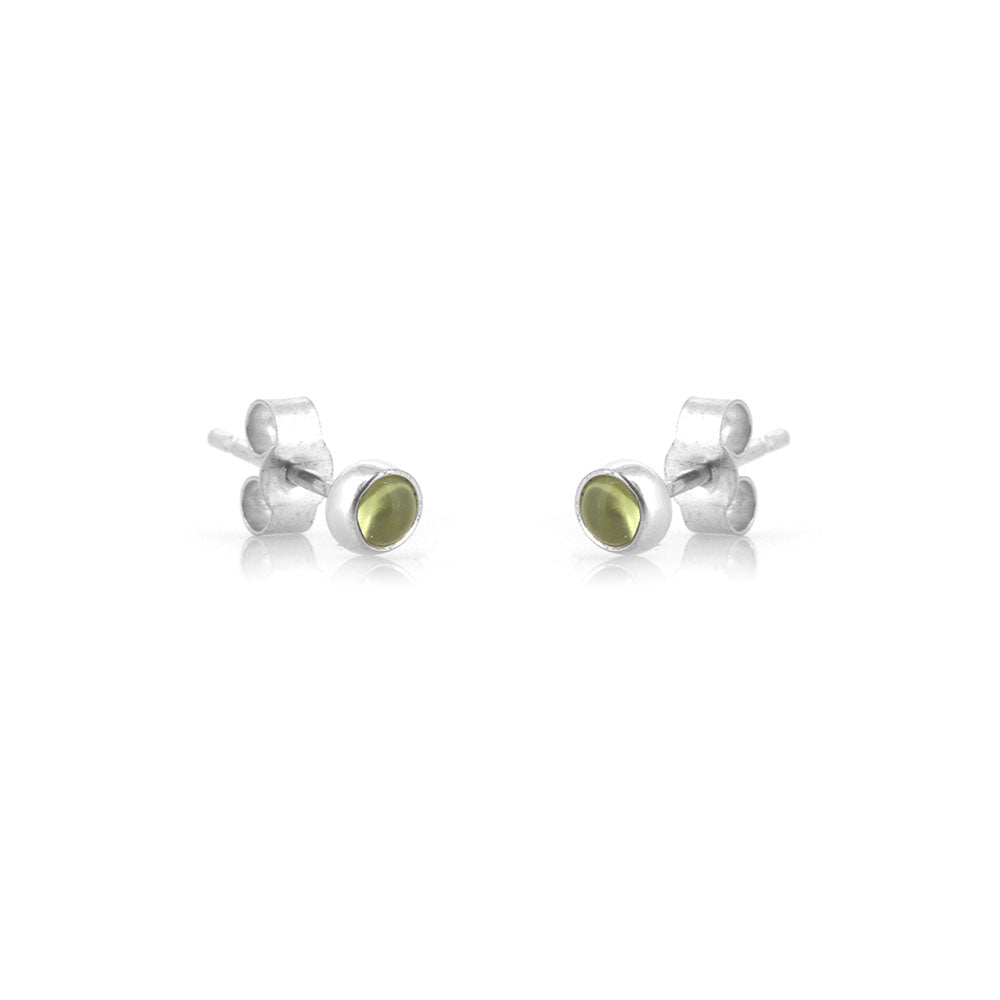 Iria Peridot 3mm Stud Earrings - Sterling Silver Stud Earrings