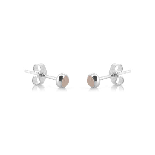 Iria Rose Quartz 3mm Stud Earrings - Sterling Silver Stud Earrings