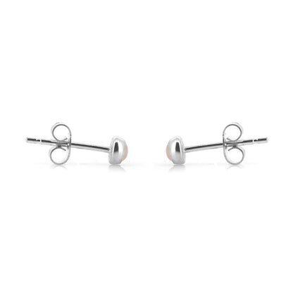 Iria Rose Quartz 3mm Stud Earrings - Sterling Silver Stud Earrings