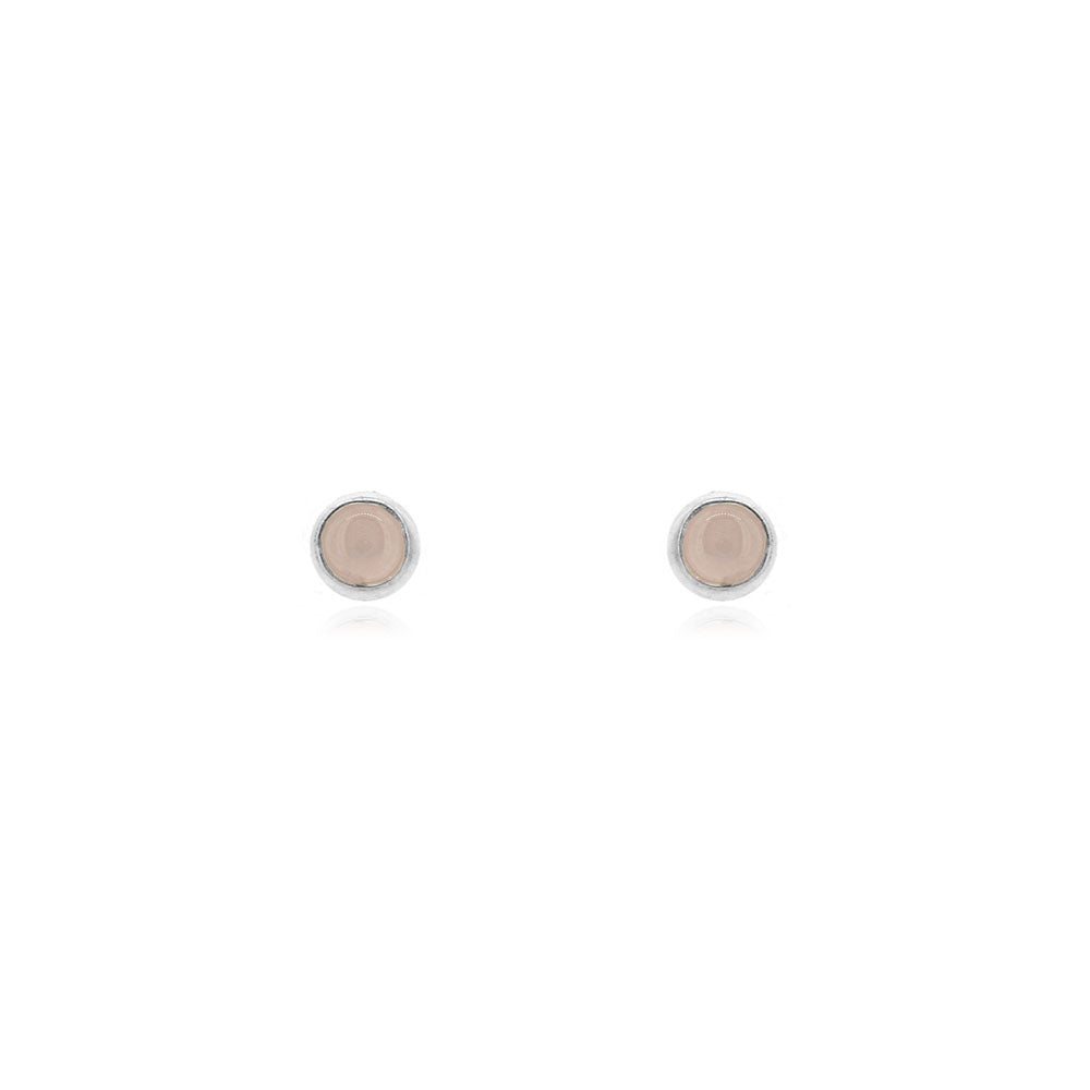 Iria Rose Quartz 3mm Stud Earrings - Sterling Silver Stud Earrings