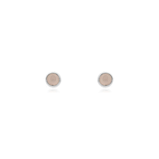 Iria Rose Quartz 3mm Stud Earrings - Sterling Silver Stud Earrings