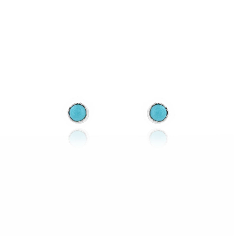 Iria Turquoise 3mm Stud Earrings - Sterling Silver Stud Earrings