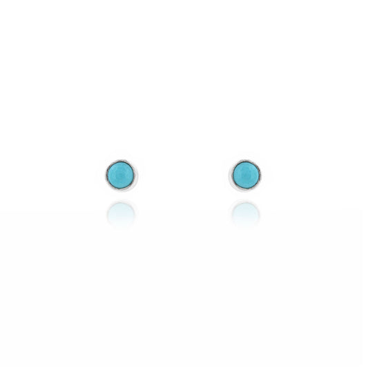 Iria Turquoise 3mm Stud Earrings - Sterling Silver Stud Earrings