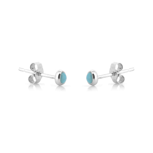 Iria Turquoise 3mm Stud Earrings - Sterling Silver Stud Earrings