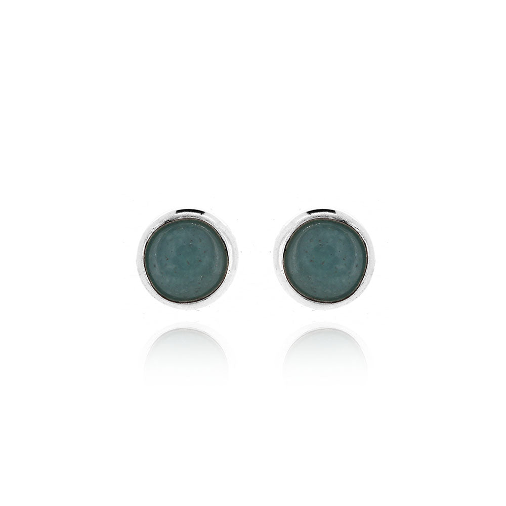 Iria Amazonite 5mm Stud Earrings - Sterling Silver Stud Earrings