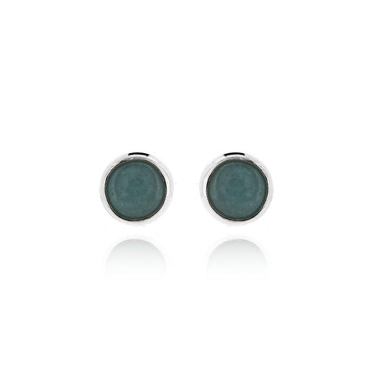 Iria Amazonite 5mm Stud Earrings - Sterling Silver Stud Earrings