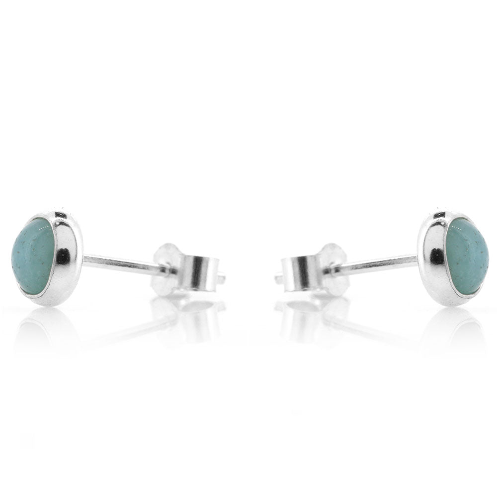 Iria Amazonite 5mm Stud Earrings - Sterling Silver Stud Earrings