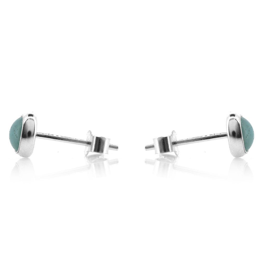 Iria Amazonite 5mm Stud Earrings - Sterling Silver Stud Earrings