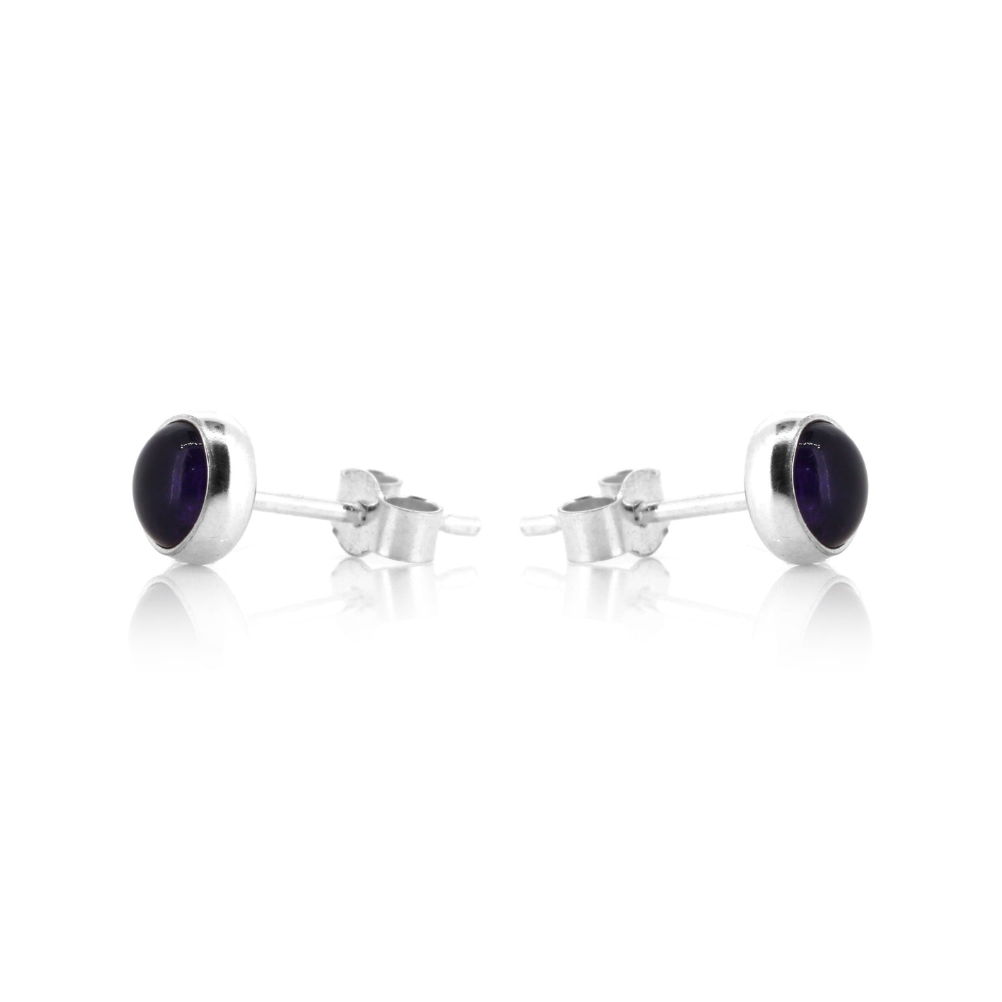Iria Amethyst 5mm Stud Earrings - Sterling Silver Stud Earrings