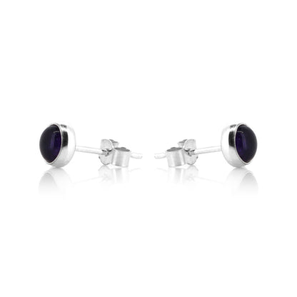 Iria Amethyst 5mm Stud Earrings - Sterling Silver Stud Earrings