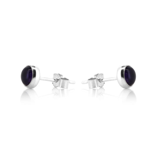 Iria Amethyst 5mm Stud Earrings - Sterling Silver Stud Earrings
