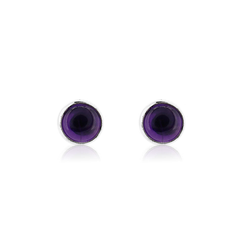 Iria Amethyst 5mm Stud Earrings - Sterling Silver Stud Earrings