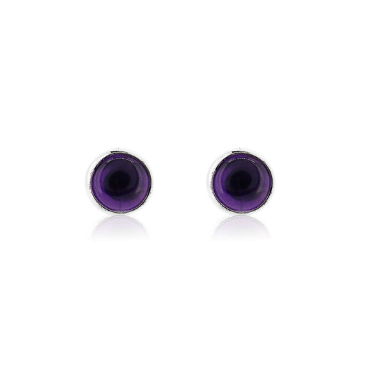 Iria Amethyst 5mm Stud Earrings - Sterling Silver Stud Earrings