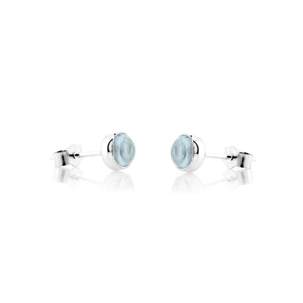 Iria Sky Blue Topaz 5mm Stud Earrings - Sterling Silver Stud Earrings