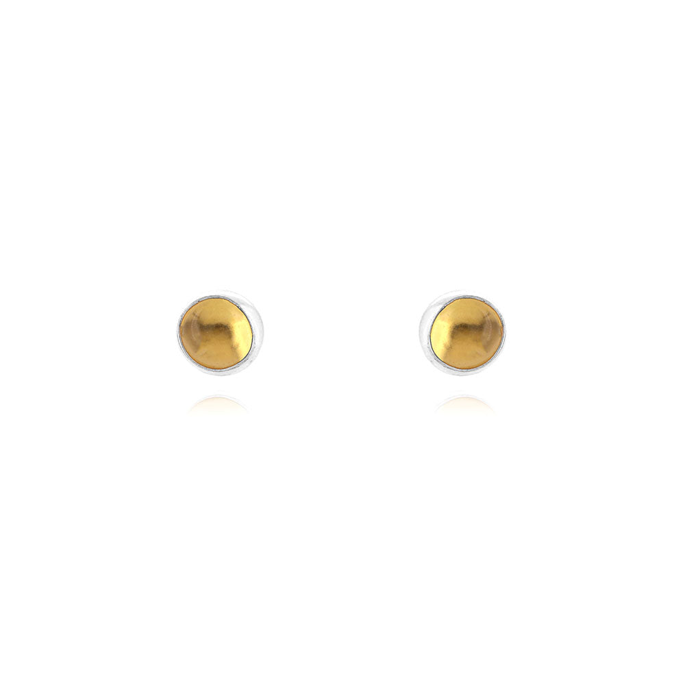 Iria Citrine 5mm Stud Earrings - Sterling Silver Stud Earrings