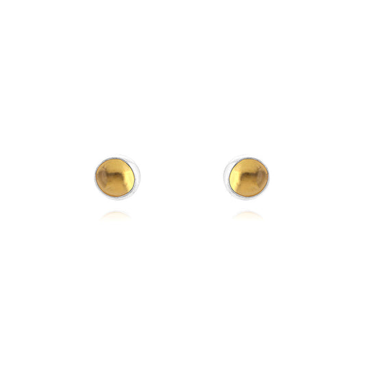Iria Citrine 5mm Stud Earrings - Sterling Silver Stud Earrings