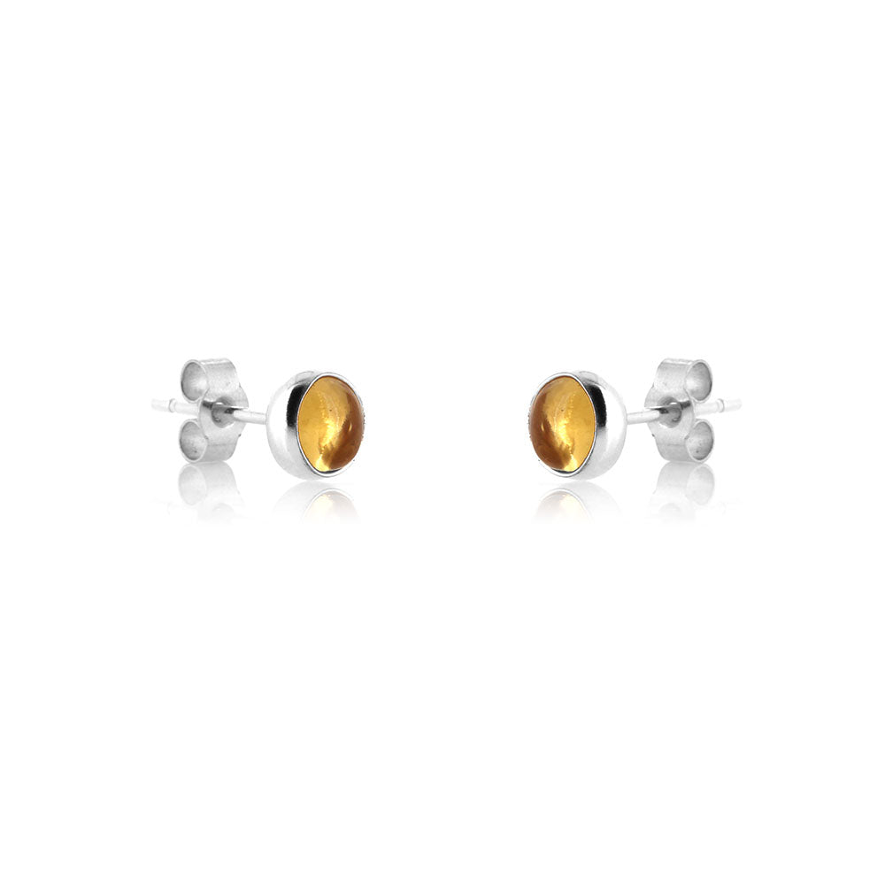Iria Citrine 5mm Stud Earrings - Sterling Silver Stud Earrings