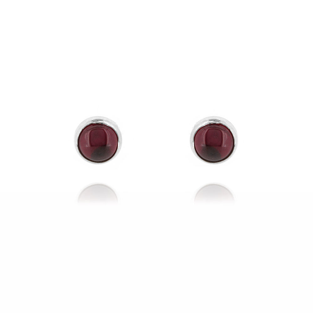 Iria Garnet 5mm Stud Earrings - Sterling Silver Stud Earrings