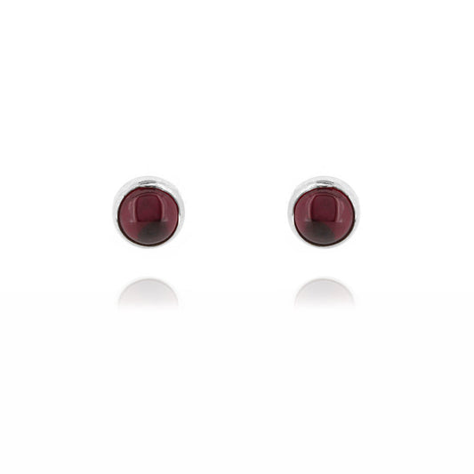 Iria Garnet 5mm Stud Earrings - Sterling Silver Stud Earrings