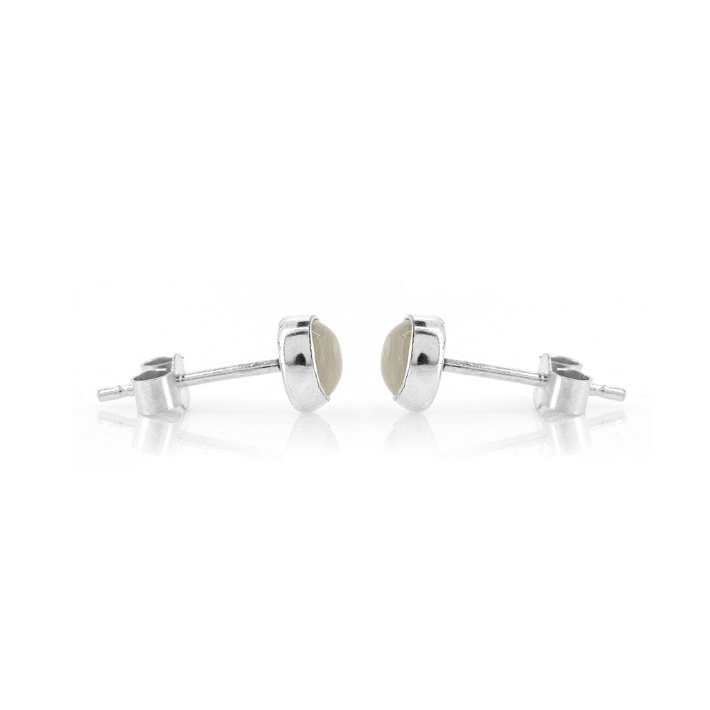 Iria Moonstone 5mm Stud Earrings - Sterling Silver Stud Earrings