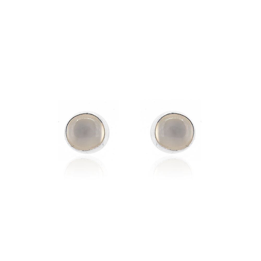 Iria Moonstone 5mm Stud Earrings - Sterling Silver Stud Earrings