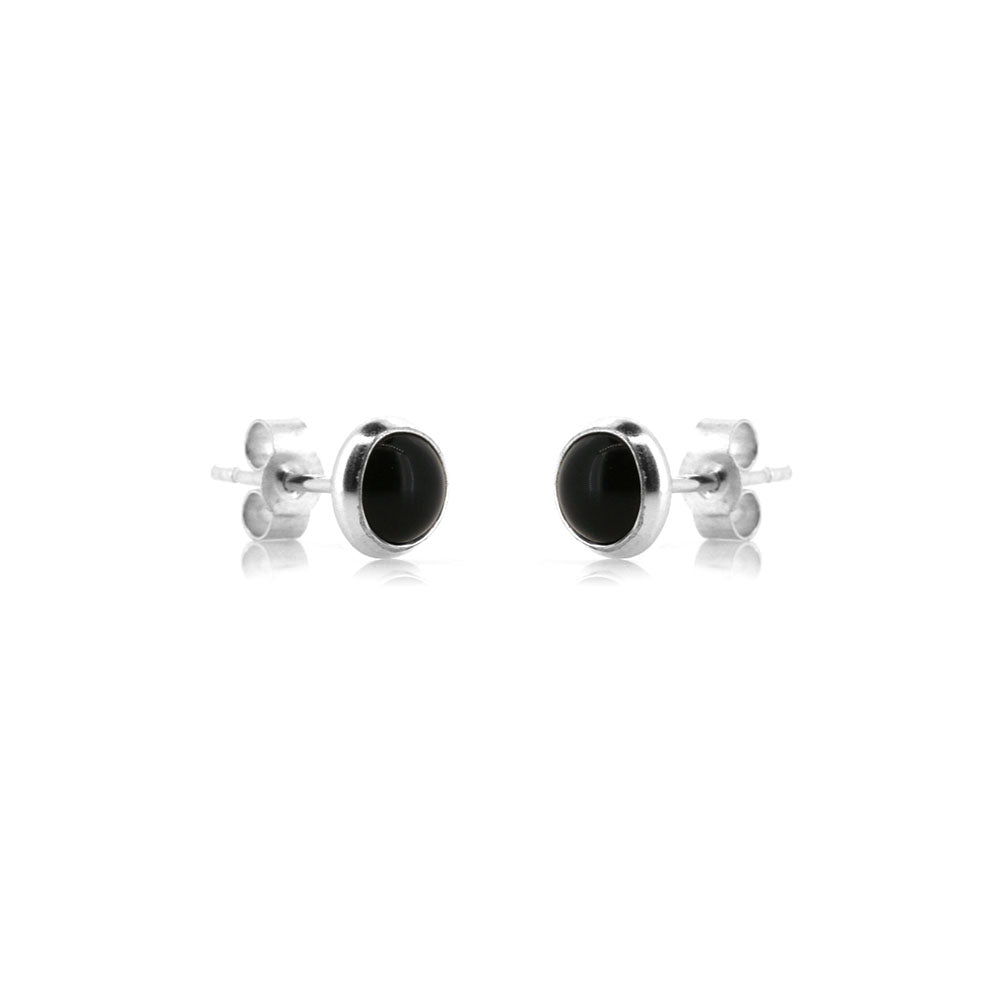 Iria Onyx 5mm Stud Earrings - Sterling Silver Stud Earrings