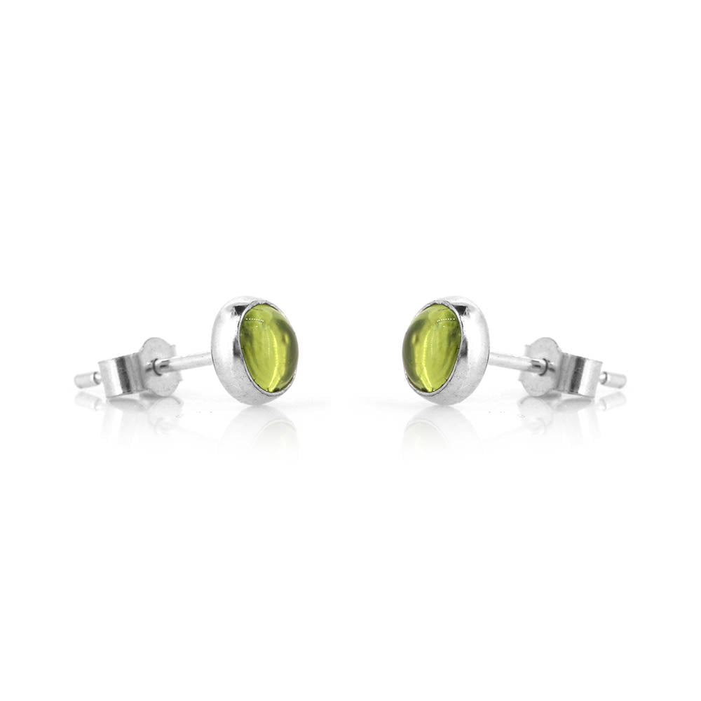 Iria Peridot 5mm Stud Earrings - Sterling Silver Stud Earrings