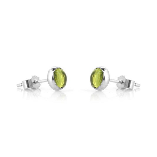 Iria Peridot 5mm Stud Earrings - Sterling Silver Stud Earrings