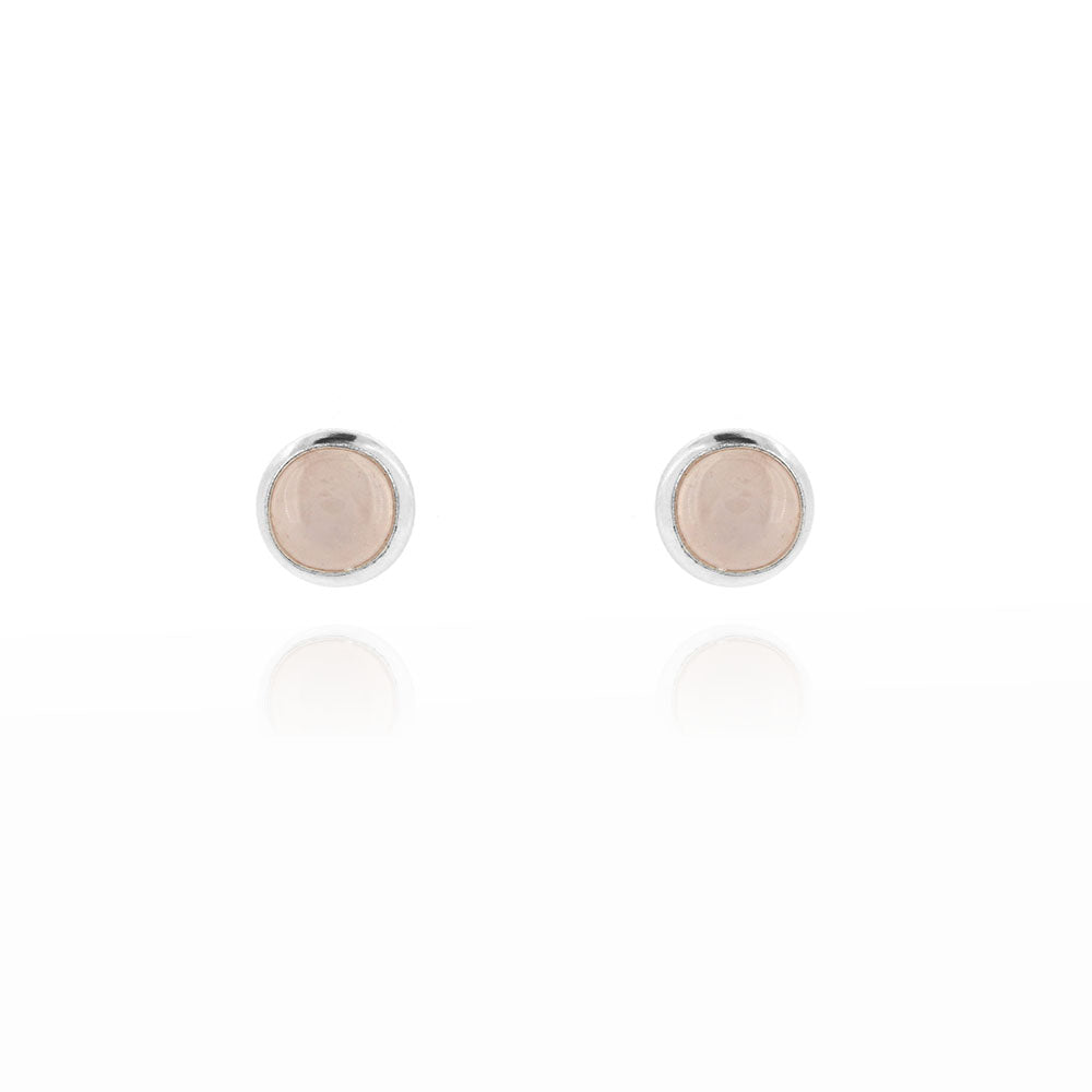 Iria Rose Quartz 5mm Stud Earrings - Sterling Silver Stud Earrings